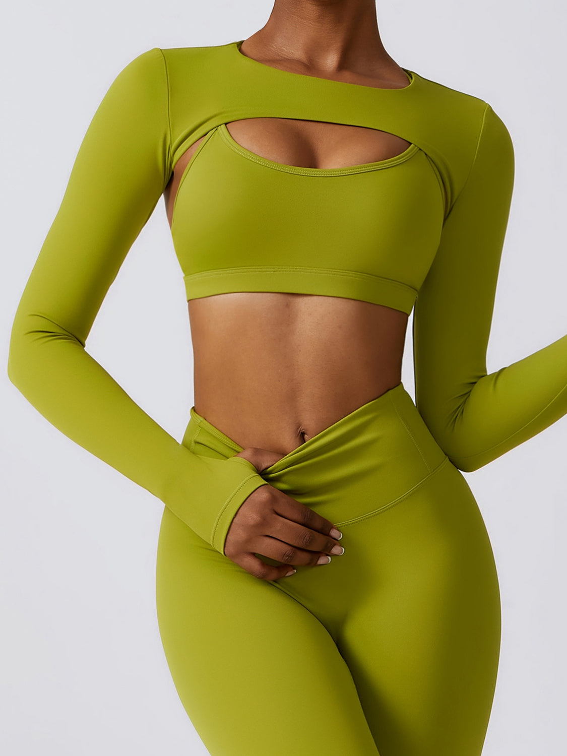 Cropped Cutout Long Sleeve Sports Top_9