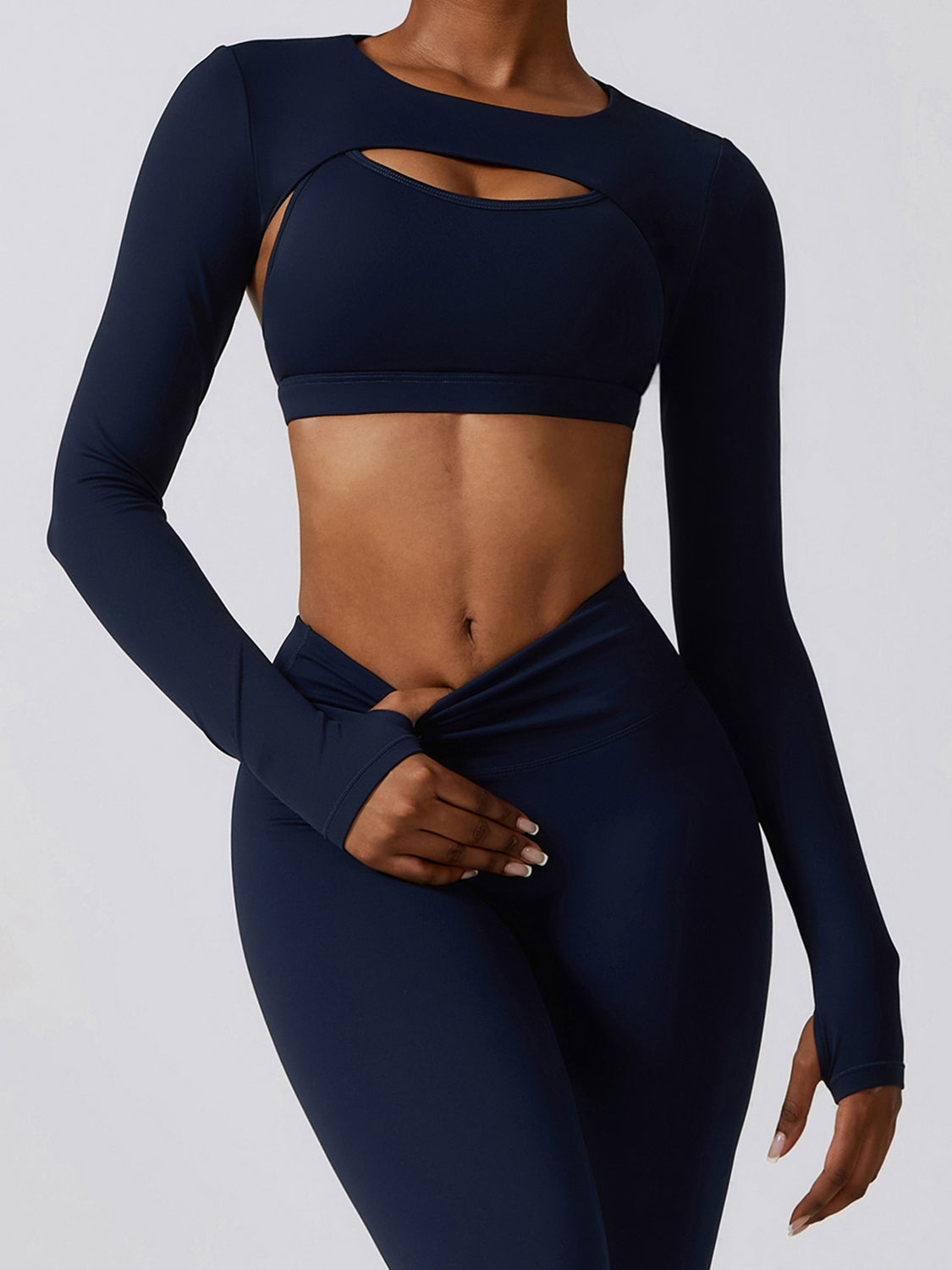 Cropped Cutout Long Sleeve Sports Top_12