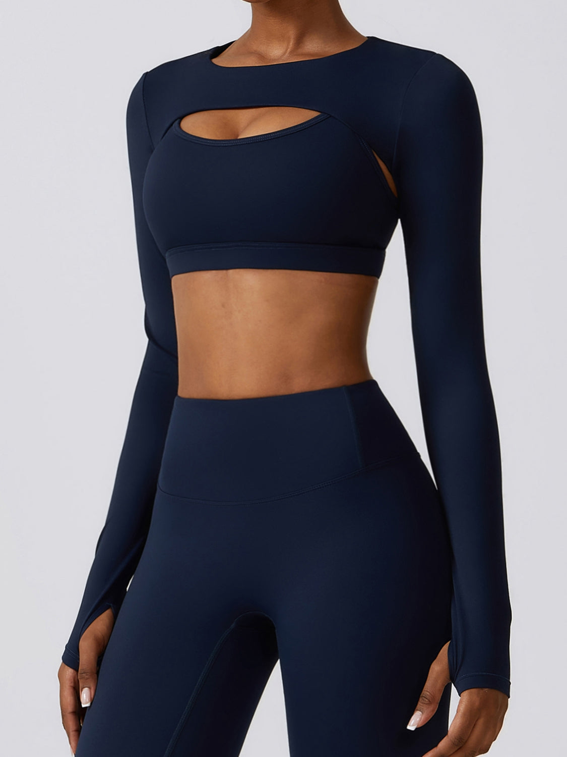 Cropped Cutout Long Sleeve Sports Top_13