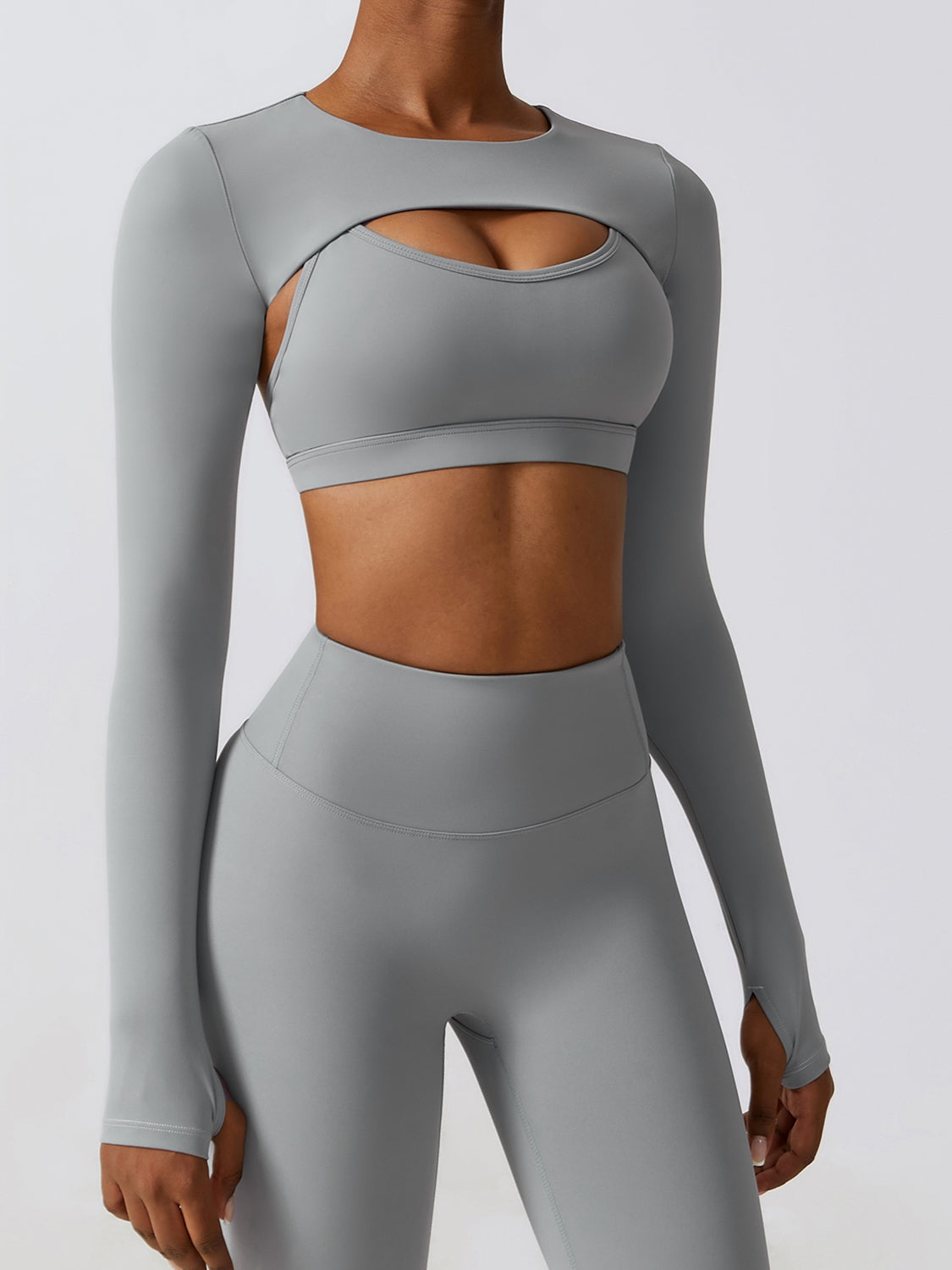 Cropped Cutout Long Sleeve Sports Top_1
