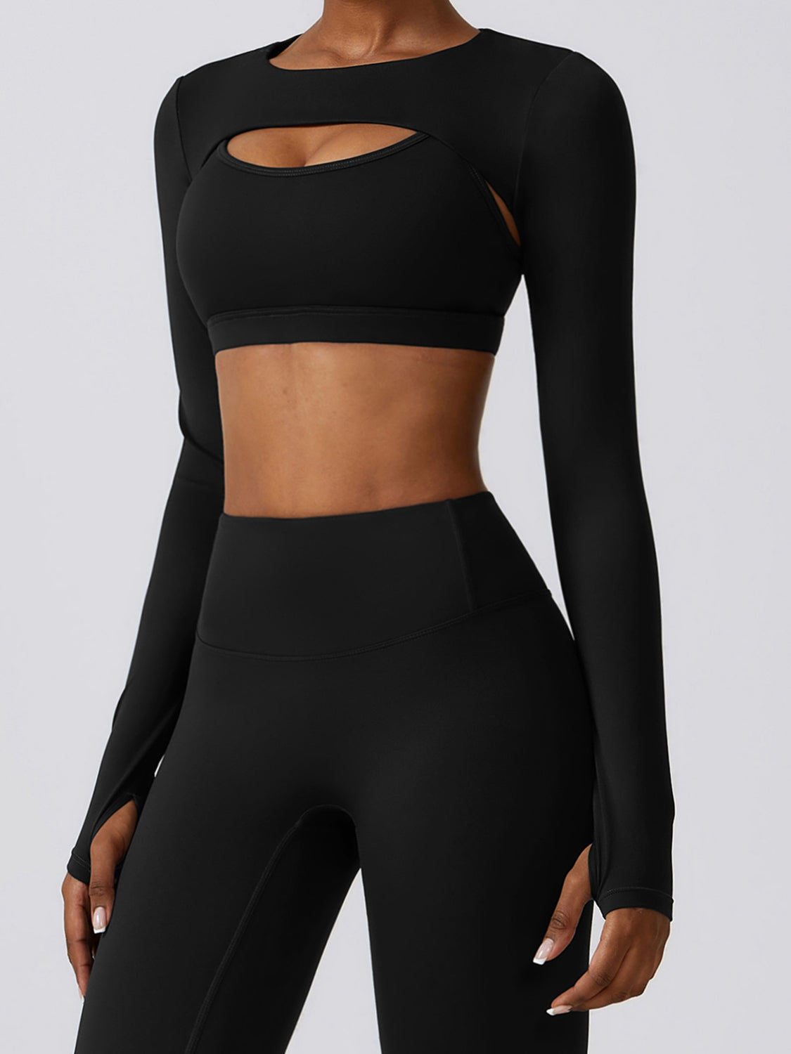 Cropped Cutout Long Sleeve Sports Top_4