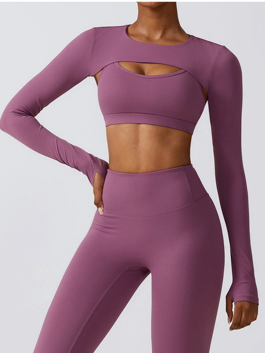 Cropped Cutout Long Sleeve Sports Top_0