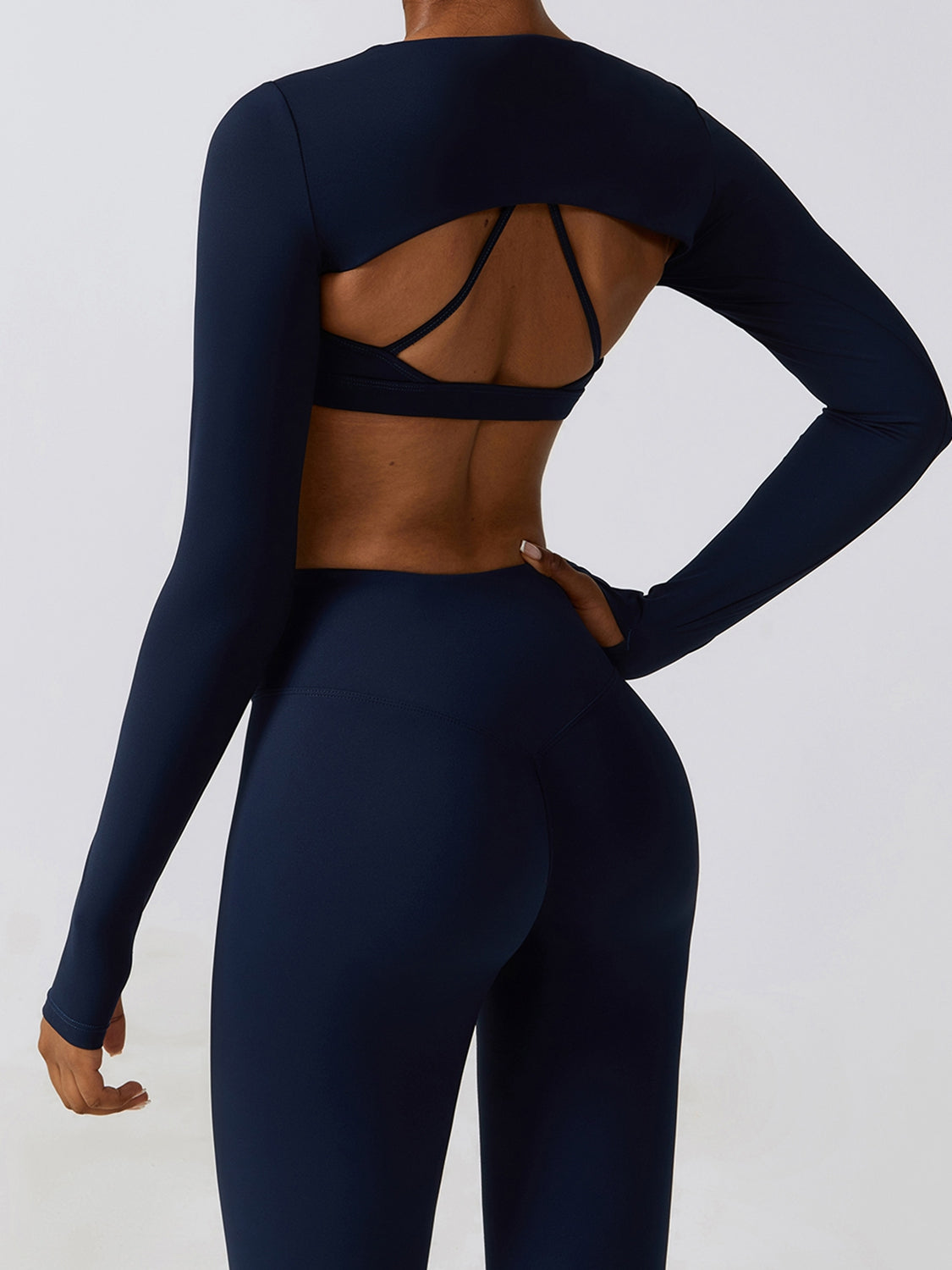 Cropped Cutout Long Sleeve Sports Top_14