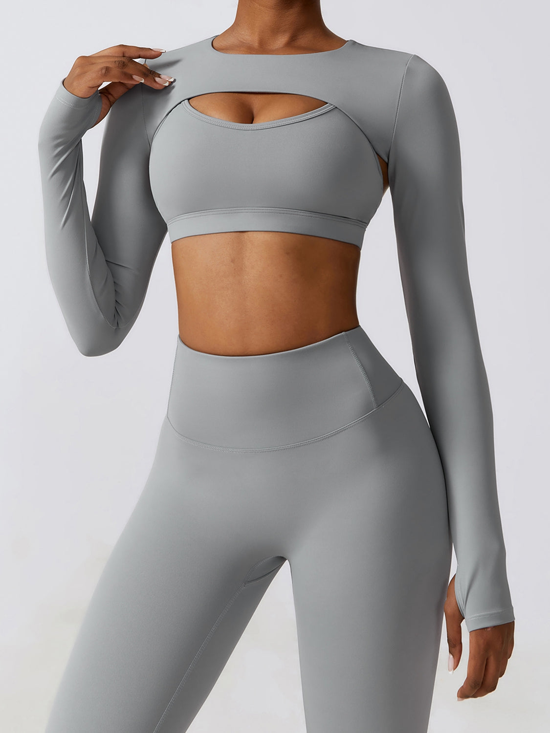 Cropped Cutout Long Sleeve Sports Top_2