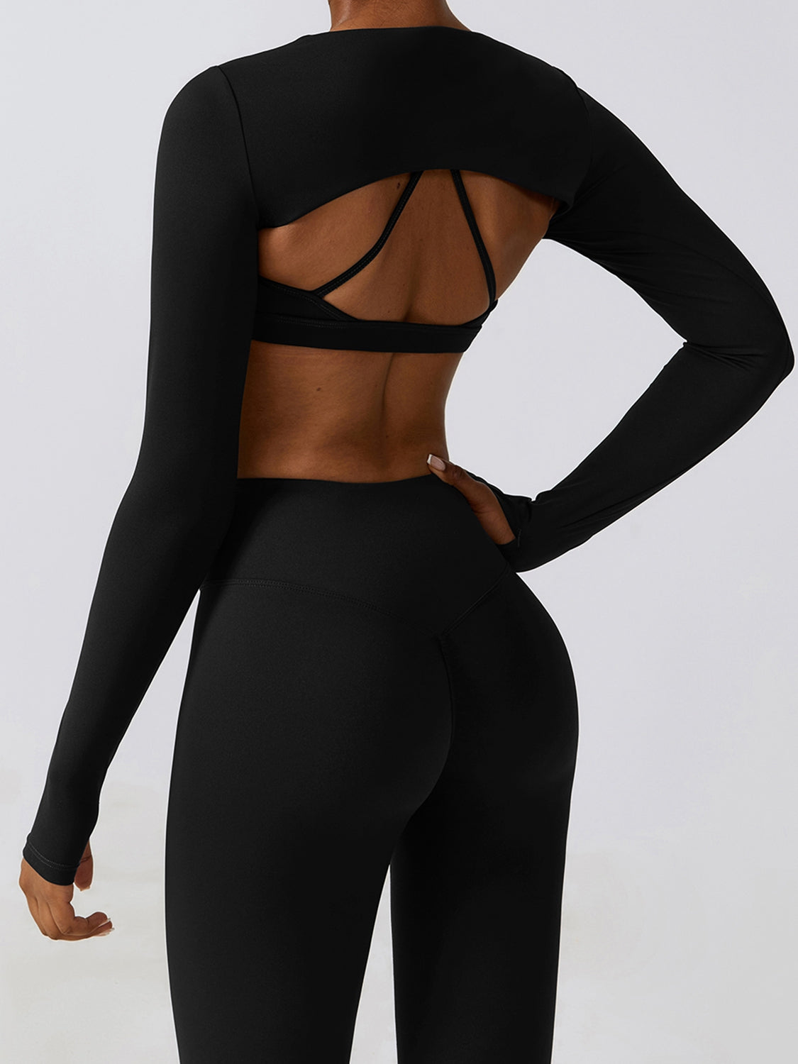 Cropped Cutout Long Sleeve Sports Top_6